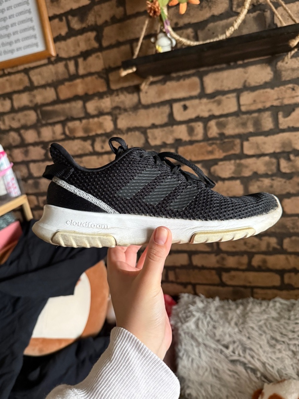 Adidas Cloudfoam Racer TR Sneakers Size 8.5 Black White Running Shoes Athletic